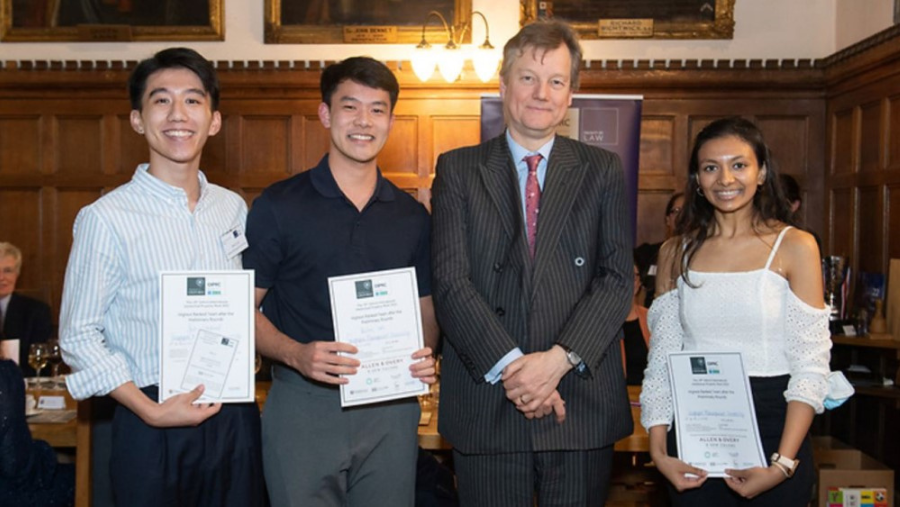 Juhi (extreme right) and her teammates winning an award at the Oxford Intellectual Property International Moot Competition 2022 in England