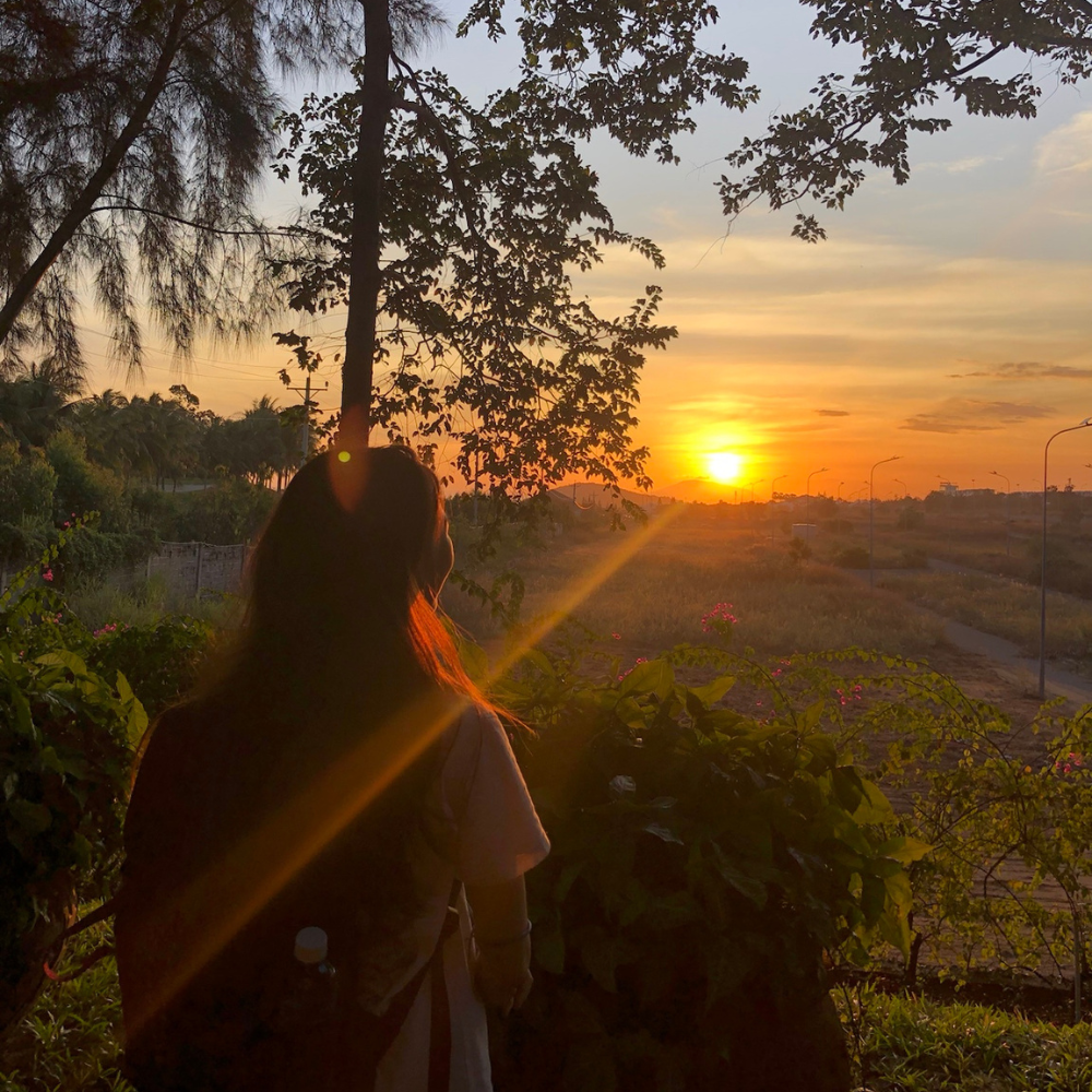 Eunice looking at the sunset outside the famous Wine Castle in Mui Ne, Vietnam, during her overseas internship stint at Ho Chi Minh City