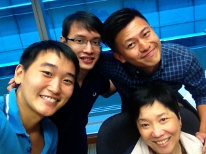 (from left) The writer, Bing Li, Pornsak, Assoc Prof Margaret Chan
