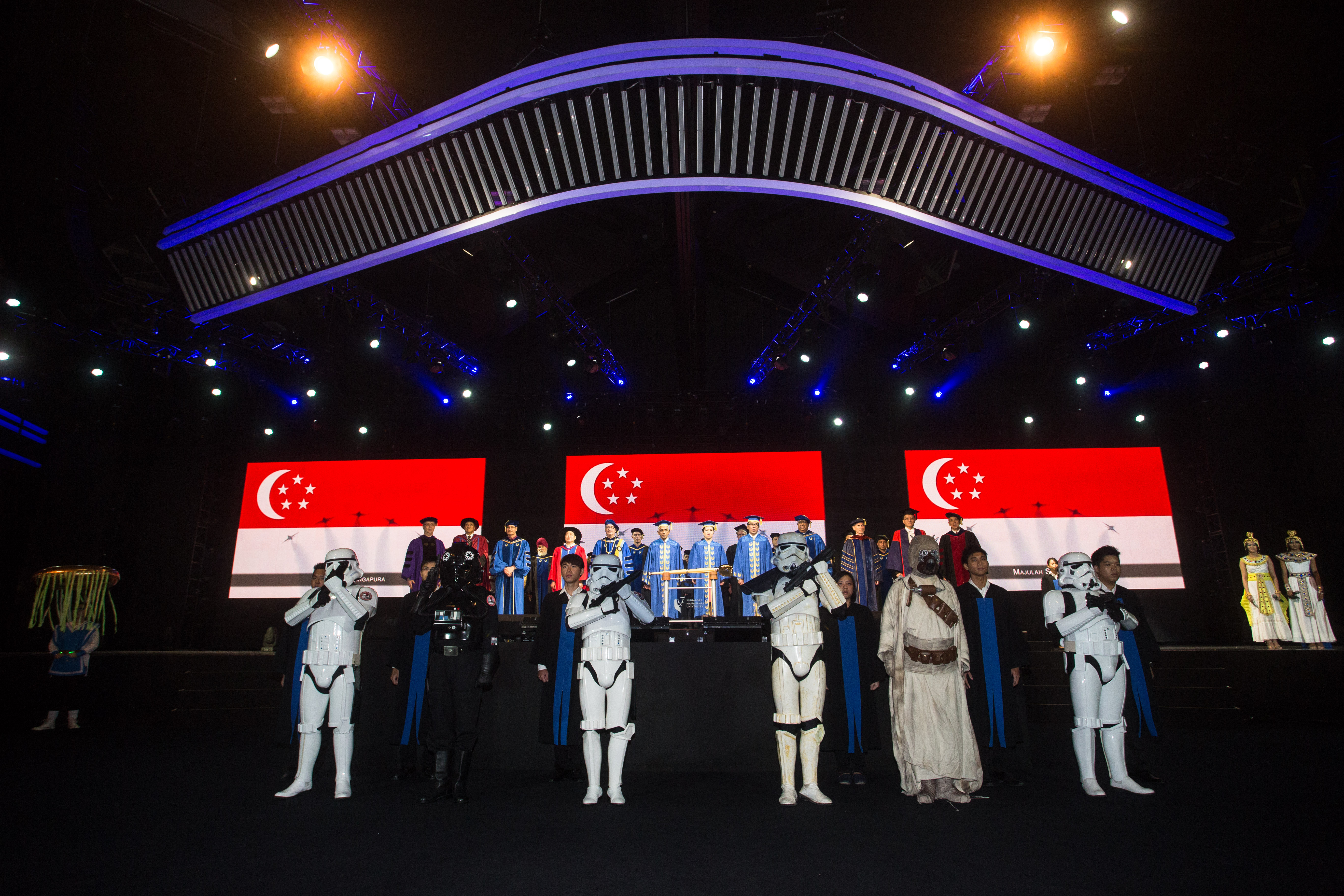 The singing of the national anthem took on a decidedly-galactic twist at SMU Convocation 2014.