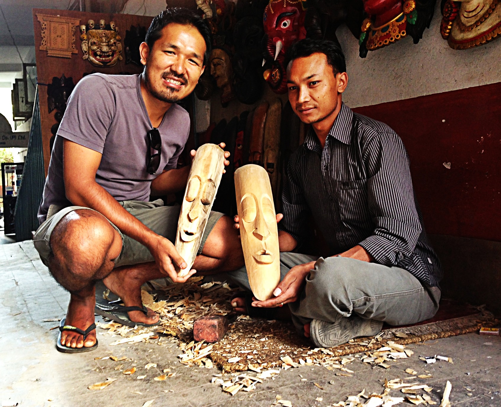 Mask carver with my co-founder Anil Gurung