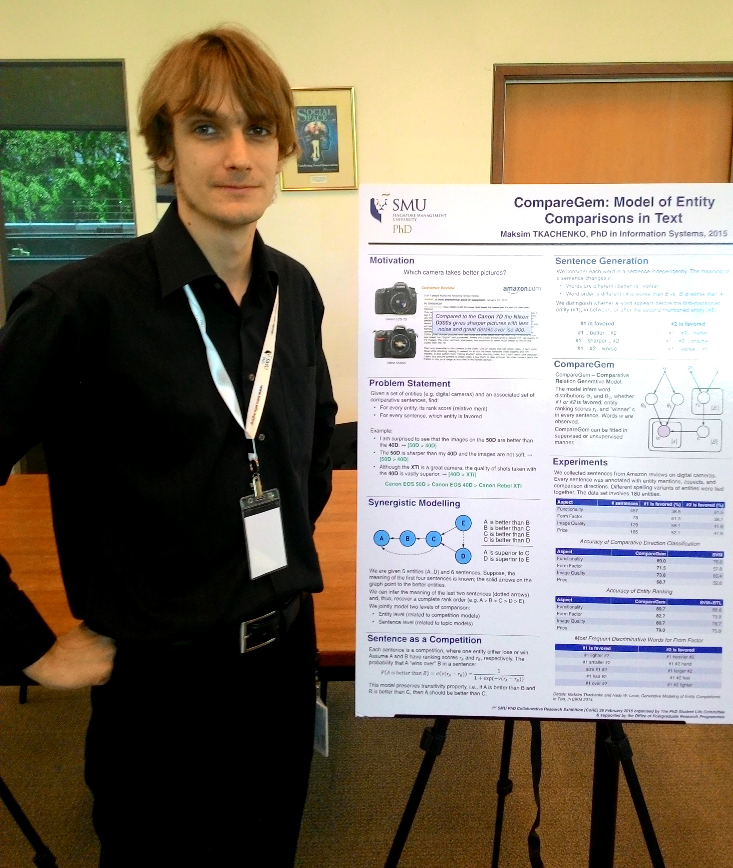 Max presenting at the first SMU PhD Research Exhibition