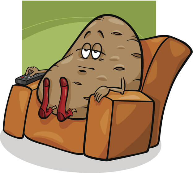 Cartoon Humor Concept Illustration of Couch Potato Saying or Proverb