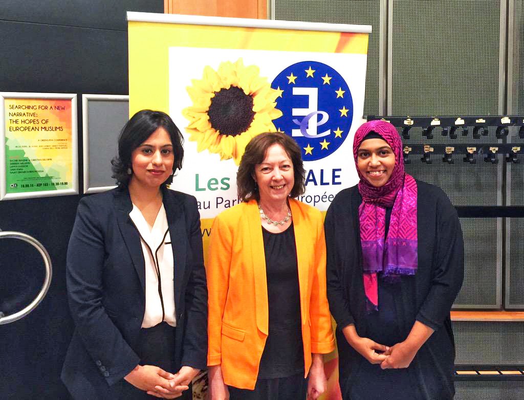 Shereen with Sara Khan (left) and MEP Jill Evans (centre).