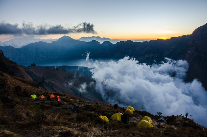 Watching sunset at camp before attempting to summit Mount Rinjani the following morning.