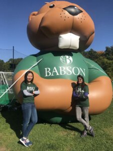Chinkita (right) at Babson College with Silvia