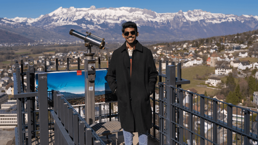 Valliappan catching a bird’s eye view of Vaduz, Liechtenstein