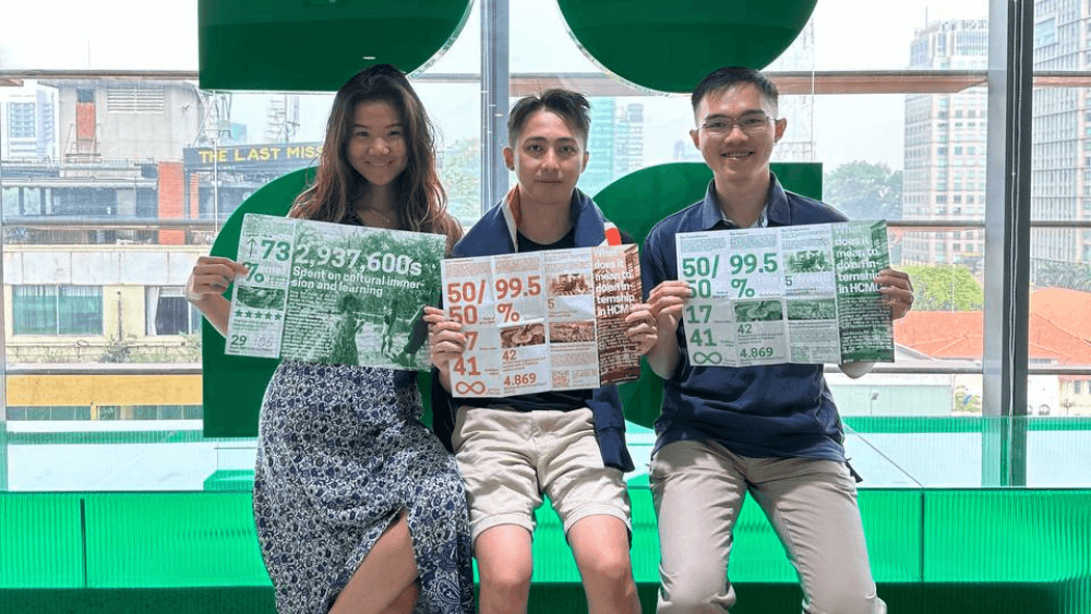 The SMU interns bid their colleagues farewell with a parting gift showcasing their 41 local food delivery orders, 106 ride-hailing trips, and 42 street food stall experiences – a testament to the rich experiences they accumulated!