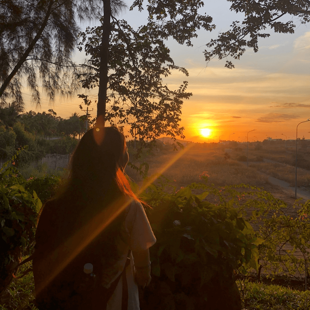 Eunice looking at the sunset outside the famous Wine Castle in Mui Ne, Vietnam, during her overseas internship stint at Ho Chi Minh City 